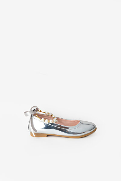 Le Mabelle Silver Pearl Heel Bow Girl's Shoes