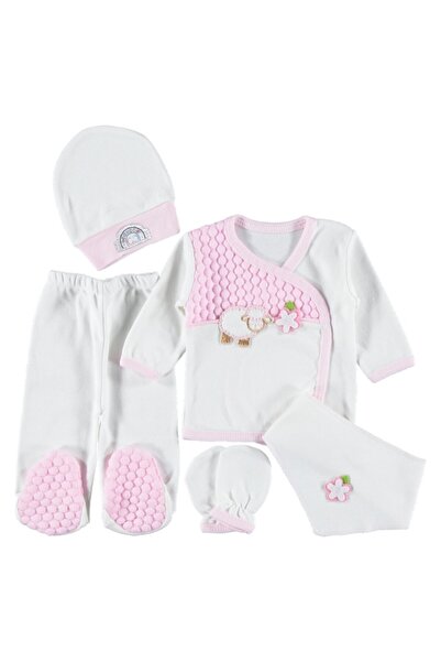 ConconBebe Lamb Embroidered Chickpea 5-Piece Bodysuit Set