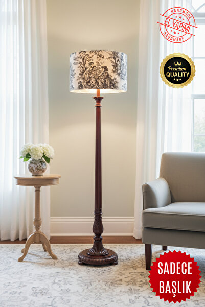 APCASADECOR Vintage Toile de Jouy Desenli Lambader Başlığı