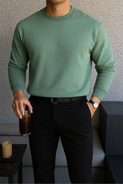 COMBİNE MİCHAİL Men's Winter Casual Basic Çağla Sweatshirt