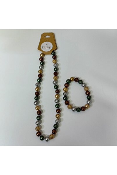 velve Set perle Mallorca, colier si bratara asortata, 10mm, Multicolor