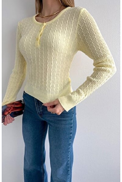 Telablanka Pulover Purry tricotat cu gât deschis_GALBEN