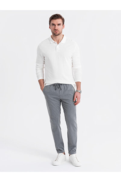 OMBRE BASIC men's longsleeve with polo collar - white V1 OM-POBL-0114 S