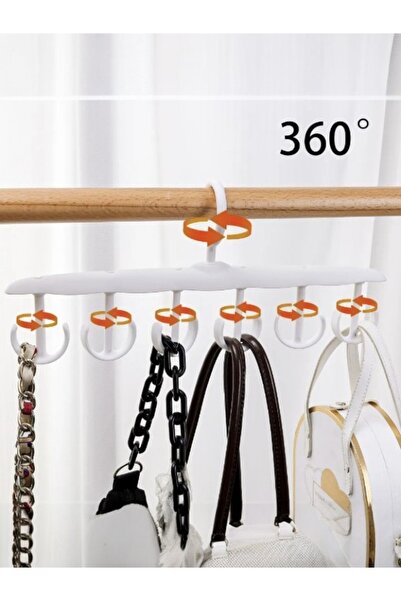 Online Home Market 12 Kancalı 360 Derece Dönebilen Dolap Organizatörü için Sütyen, Eşarp, Çanta, Kravat, Kemer Askısı