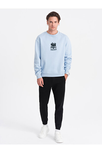 OMBRE Pánské tepláky CARROT se strukturovaným úpletem - černé V8 OM-PASK-0143