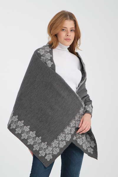 VEGA MODA Sarmaşık Desenli Triko Omuz Şalı – Şık ve Rahat Panço Modeli, Kadın Omuz Şalı, Kışlık Omuz Şalı