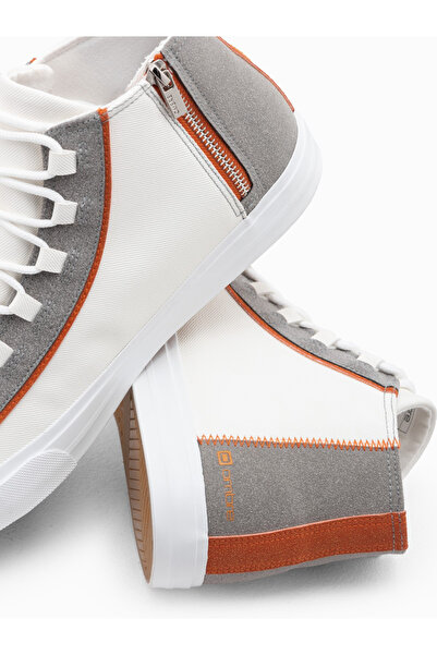 OMBRE Pánské tenisky s kontrastními prvky - bílé V1 OM-FOTH-0140