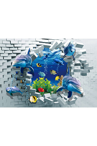 VIODESIGN Fototapet copii Delfini 3D, autoadeziv, 120x200 cm