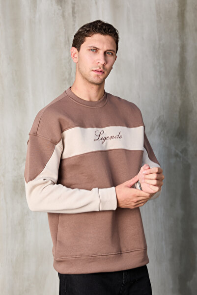 No Way Ανδρικό φούτερ με λαιμόκοψη διπλό χρώμα επένδυση fleece