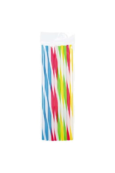 ANTBRO Reusable Straws, Stripe Design, Multicolor, Set of 10, 7x230mm, MYONNA IT & E-COMMERCE