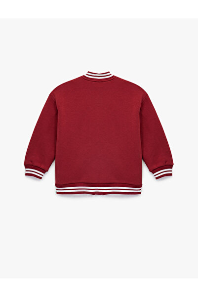 Koton Long Sleeve Crew Neck Embroidery Detailed Bomber College Jacket