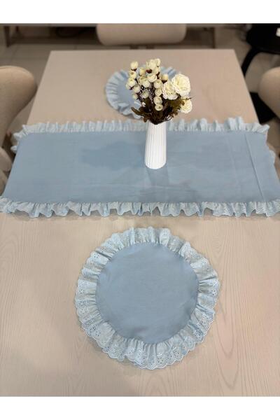 NURGİTA HOME 3-предметний набір з рюшами 2 американської сервірувальної тарілки + 1 скатертина з рюшами