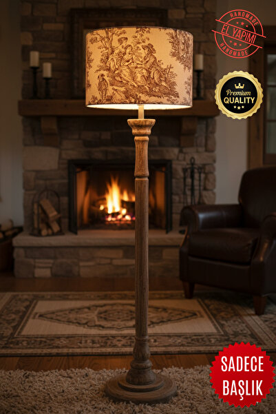 APCASADECOR Vintage Toile de Jouy Desenli Lambader Başlığı