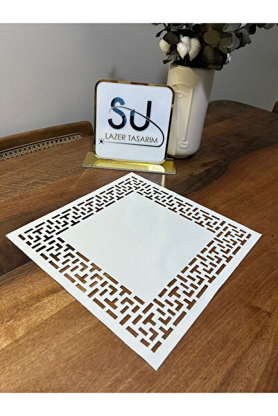 EHA LAZER Șervețele de masă Dolce 2 cu model alb 6 buc. Alb murdar