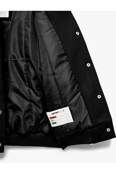 Koton Long Sleeve Applique Detailed Oversize Bomber School Jacket