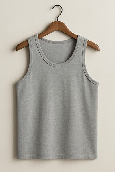 enmodaiçgiyim Gray 15-Pack Cotton Combed Classic Men's Tank Tops – Breathable, Comfortable Fit, Everyday Wear