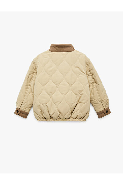 Koton Long Sleeve Pocket Detailed Stand Collar Quilted Jacket