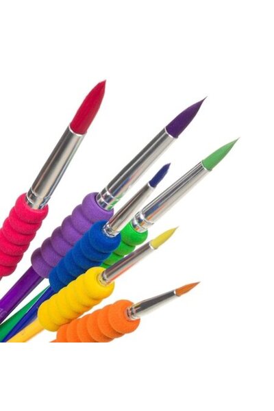 SHOPIENS Set 6 pensule de pictat cu vârf rotund și mâner moale, mărimi Nr. 2, Nr. 4, Nr. 6, Nr. 8, Nr. 10, Nr.