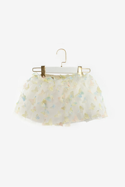 Le Mabelle Yellow Butterfly Appliqued Girl's Tulle Skirt - Pauline