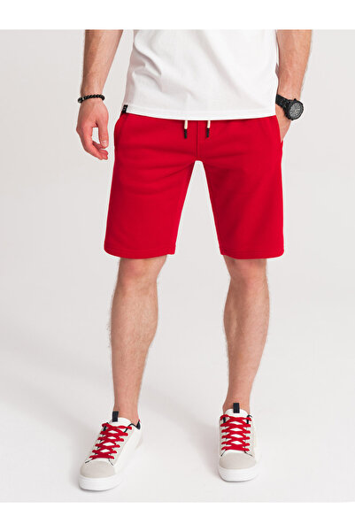 OMBRE Men's short shorts with pockets - red V7 OM-SRBS-0109 XXL