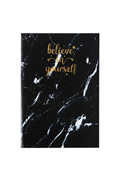 Dörtel Tedarik Mottolu Marble Patterned Black Unlined Notebook Thin Cover 64 Sheets