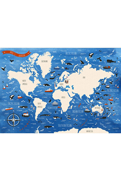 VIODESIGN Fototapet Copii, autoadeziv, Harta Balene , multicolor, 80x120 cm C...