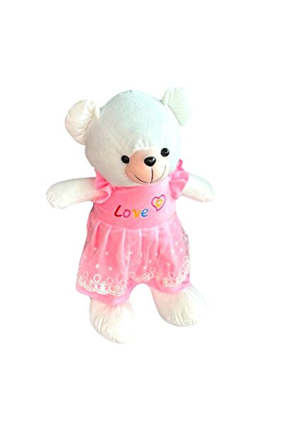 velve Ursulet de plus Rozina, cu rochita, Inaltime 40 cm, Roz