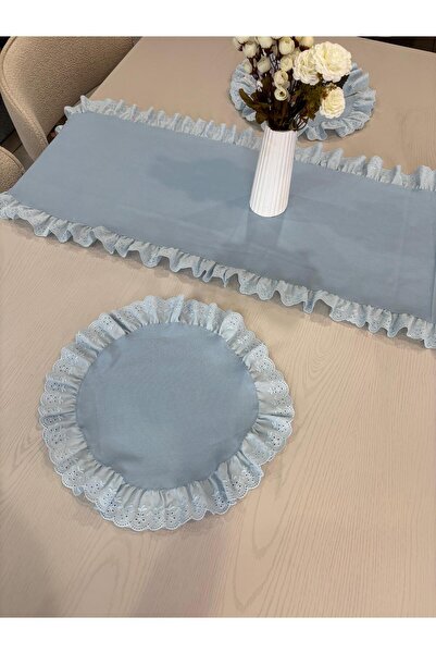 NURGİTA HOME 3-предметний набір з рюшами 2 американської сервірувальної тарілки + 1 скатертина з рюшами