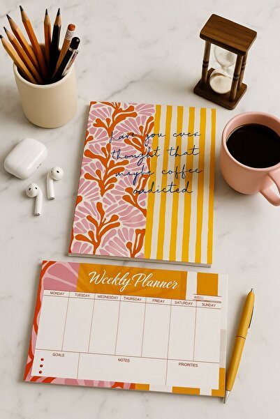 YLDZ مخطط أسبوعي بحجم A4 - مخطط أسبوعي ودفتر ملاحظات بحجم A4 مكون من 48 صفحة ...