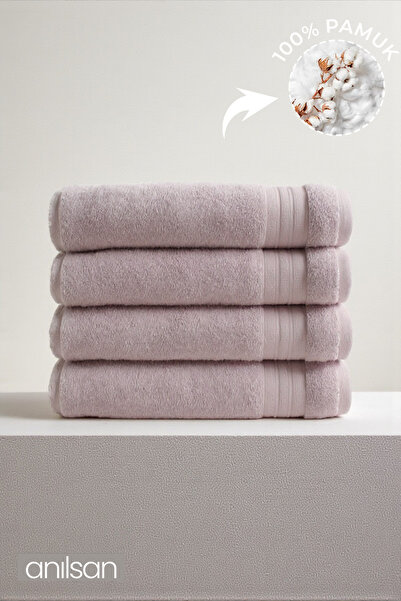 4-Piece Dora Lilac Bath Towel - 70x140 Cm, 420 Gr, 100%cotton, Spa And Hotel Towel