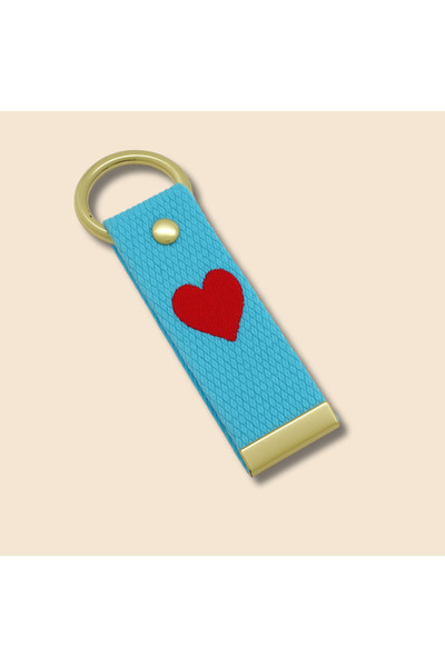 Tesbihane Steel Buckle - Student-Specific Name Tag - Turquoise - Letter on Durable Fabric - Symbol Embroidered