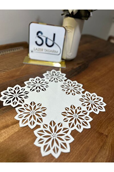 EHA LAZER Çiçekli Beyaz Peçete -Amerikan Servis 6 adet