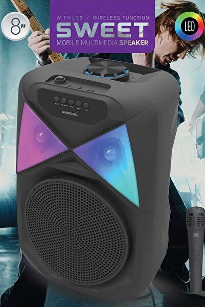 EXENAR Portatif Bluetooth Hoparlör Mikrofonlu Karaoke Seti 20W 8 inç RGB Işık...