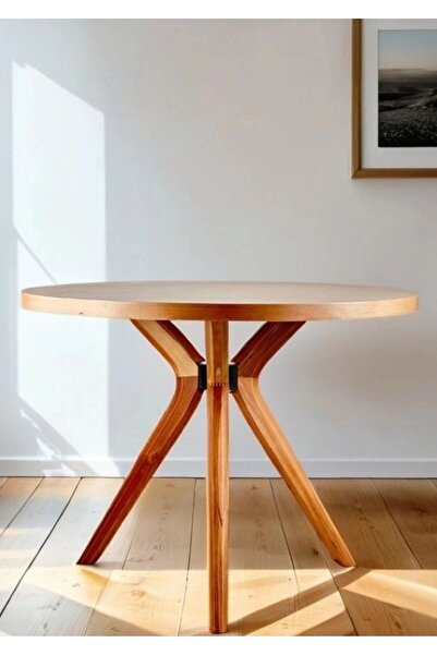 asaella mobilya Hera Yuvarlak Ahşap Masa Takımı Bohem 4 Kişilik Mutfak Masa Sandalye Yılan Sandalye İskandinav