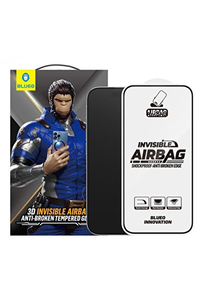 BLUEO Folie iPhone 17 Air sticlă anti-spărgere, neagră