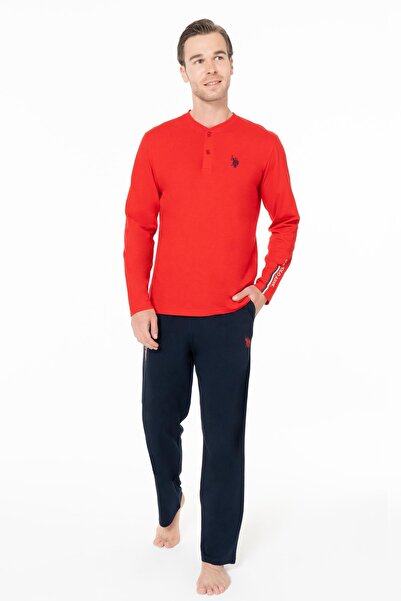 U.S. Polo Assn. Erkek Penye Mevsimlik Düz Renk Ev Giyim Pijama Takım Alt Üst Takım