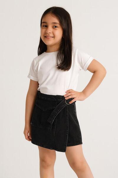 RAPAPA Girl's Smoked Denim Shorts Skirt - 0536