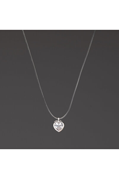 ElectraStore Colier Argint Șnur Transparent White Heart