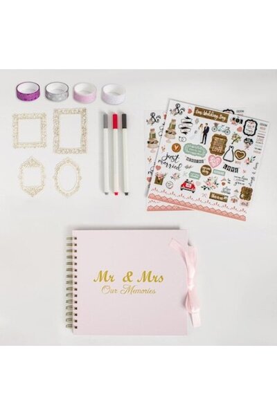 SHOPIENS Άλμπουμ Γάμου με Δημιουργικά Αξεσουάρ, Λευκό, 31,5x21εκ., 60 Σελίδες