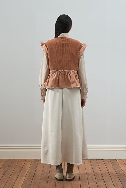 Ceylan Otantik Salmon Frilly Knitwear Vest