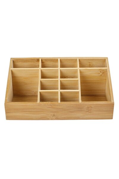 SHOPIENS Bamboo Cosmetic Organizer Shopiens®, 12 Compartments, 24.5 x 13 x 9.5 cm
