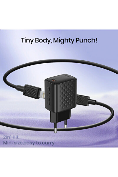 Lito Type-C PD30W wall charger with Lightning cable, black, LC17L