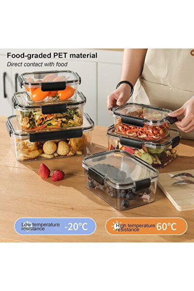 Generic Acrylic Food Storage Containers with Lids Airtight Locking, Ideal for Storing Food, Vegetables or Fr