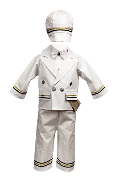 fantasialand Costum de botez, model marinar, culoare albă