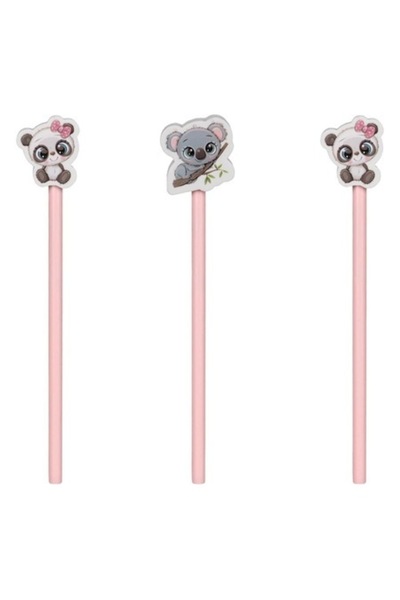 SHOPIENS Set 3 Creioane cu radiera Figurine Panda si Koala, Design Dragut si ...