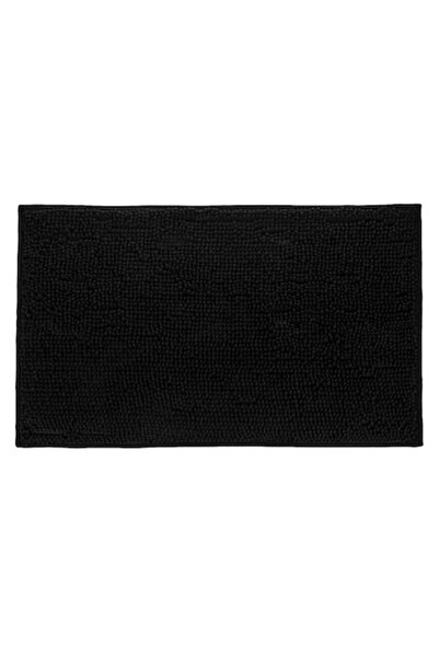 SHOPIENS Chenille Bath Mat, Black, 75x45 cm, Microfiber Anti-Slip