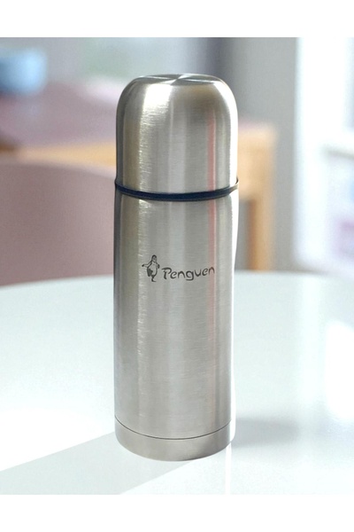 Penguen Steel Hand Thermos with Cup Double-Layer Steel Leak-Proof Hot and Cold Tea Soft Drink Food Thermos 500ml