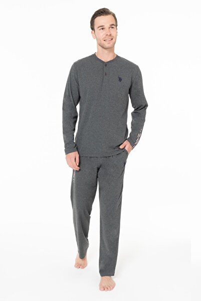 U.S. Polo Assn. Erkek Penye Mevsimlik Düz Renk Ev Giyim Pijama Takım Alt Üst Takım