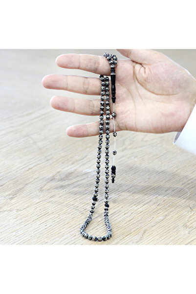 Tesbihane Sistemli 925 Ayar Gümüş Sarmal Küre Kesim Kahverengi 99 Taneli Kuka Namaz Tesbihi