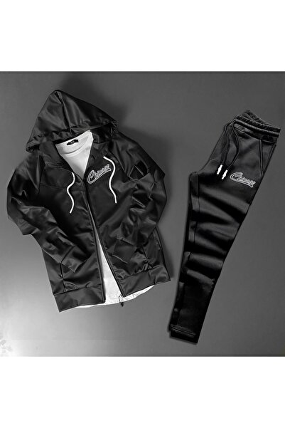 NOFLEN Chicago Men's Black Scuba Gray Bottom Top Tracksuit Set